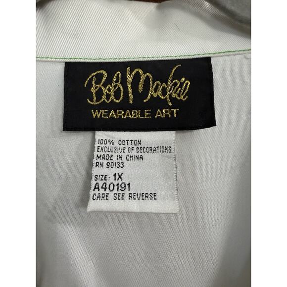 Bob Mackie | Wearable Art Embroidered Floral Hummingbird Full Zip Jacket- 1X - Picture 2 of 9